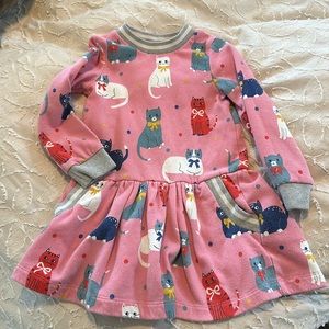 Boden 3-4 year cozy sweatshirt dress. Cat print.
